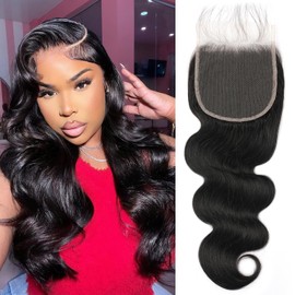 5x5 HD Lace Closure for Woman 16 Inches Body Wave Human Hair Closure Lace Closure 12A Brazilian Human Hair Closure Pre Plucked With Baby Hair Natural Black