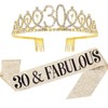 30th Birthday Sash, Gold Happy Birthday Girl Sash and Crown