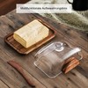 Holz Butterdose mit Glasdeckel - Akazienholz Butterdose mit klarer Kuppel,