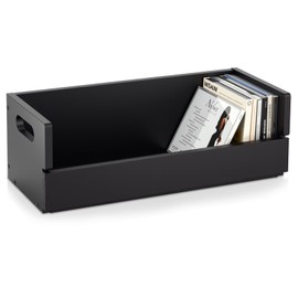 CroBlissful 1 Set Wooden CD Storage Box Holder Shelf Cassette Tape Display Racks with Carrying Handles, Organizer Shelf for Movie Cases, DVDs, Each Set Can Store up to 36 Pcs CDs (Black)