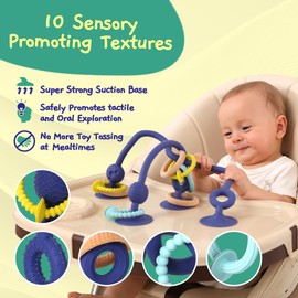 Jumble Jangle Baby Teething Toys – BPA-Free, Multi Purpose High Chair Toys for Babies: Suction Teething Relief with Sensory Toy Textures for Infants and Toddlers 0–24+ Months (Dark)