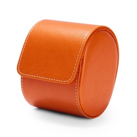 Papten Watch Travel Case for Women Portable Single Watch Box Fits all Wristwatches & Smart Watches（Orange）