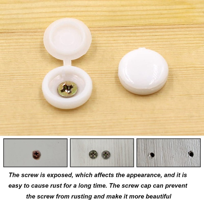 200 Pieces Hinged Screw Cover Caps, Fold Screw Snap Covers