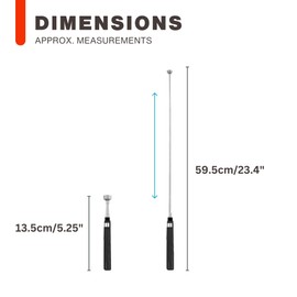Pen Style Magnetic Pick Up Tool - Telescopic 1kg Magnetic Retriever, 13.5cm - 59.5cm Extendable Reach, Mechanic Tool with Pocket Clip, Ideal for Collecting Metal Nuts, Bolts, Screws, Keys, Coins