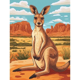 Bimkole 5D Diamond Painting Kits Accessories Kangaroo, Desert Diamond Painting Kit Full Round Drill Painting by Numbers Painting Embroidery Cross Stitch Diamond Decoration 30 x 40 cm