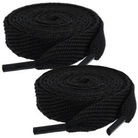 Ouligay 2 Pairs 5/8" Wide Black Shoe Laces for Sneakers, 15mm Thick Fat Shoelaces Flat Shoe Strings for Sneaker, 47 Inch Long 120cm Black Athletic Shoestring for Adult Men Women