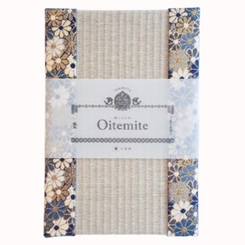 Torimoto Tatami Decorative Folding Oitemite Mini Tatami, M Size, Ash Cherry Blossom, Blue Chrysanthemum, Made in Japan, Figure Base, Japanese Paper Tatami Nishijin Golden Brocade Weave