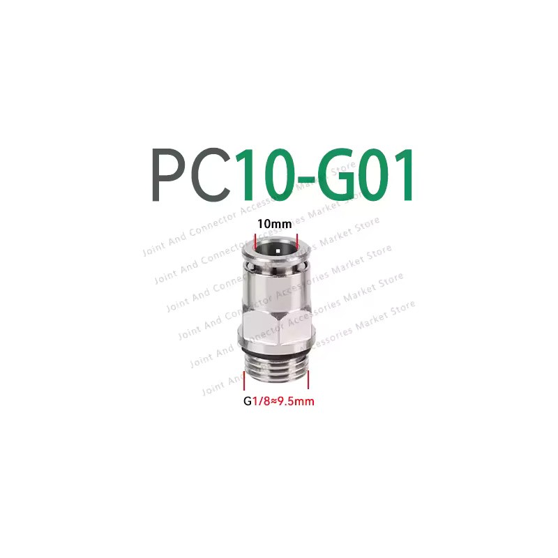 5-Pack PC-G Nickel-Plated Brass Pneumatic Push-to-Connect Fittings, 4–12 mm Tube,