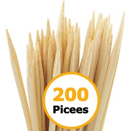 LIDOUK 25 cm/10 Inches Bamboo Skewers Natural Wooden Skewers Sticks for BBQ, Cocktail, Shish Kabobs, Party Essentials, 200 Pieces