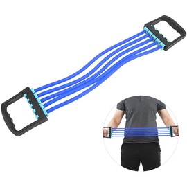 Chest Expander for Chest Arm Legs Shoulder , Chest Exerciser for Men with 5 Removable Ropes, Fitness Training Expander Set for Pilates Push Ups Full Body Home Gym Workout Band (Blue)