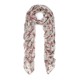 TrendsBlue Elegant Floral Print Fashion Scarf Wrap, Off White
