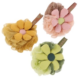 Baluue 3pcs Loofah Body Scrubbers Soft Pe Material Bath Flower Poufs for Gentle Exfoliation for Shower Bath Accessories High Foaming Density Multi-color