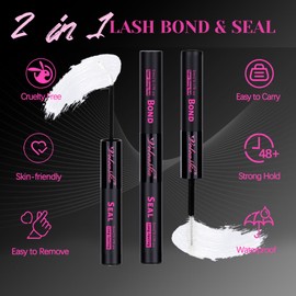 Veleasha Lash Bond and Seal Lash Clusters Glue Waterproof Eyelash Cluster Glue Long Lasting for DIY Lash Extensions Super Strong Hold 72 Hours at Home (10ml,White)