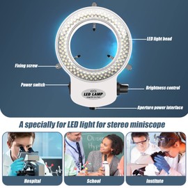 Iegefirm 144LEDs Ring Light for Microscope Lamp Light 6000K 0-100% Adjustable