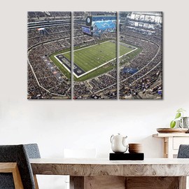 TUMOVO American Dallas Decor AT&T Stadium Pictures American Football Team Paintings 3 Panel Canvas Wall Art Cowboys Soccer Artwok Home Decor for Living Room Giclee Framed Ready to Hang, 36" Wx24 H