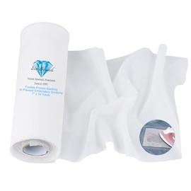Simthread Fusible Iron-on Embroidery Backing Protect Flexible Knit Mesh White Color Interfacing - 7" x 10 Yard Roll, Prevent Scratchy Itchy from Embroidery Stitch