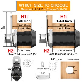 BOZXYE 3 Pack Cabinet Locks with Keys, 5/8" Cam Lock Keyed Alike, RV Storage Locks for Storage Door File Cabinet Toolbox, Zinc Alloy