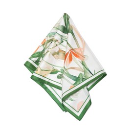 MayTree Silk Cloth Twill Silk Square 53 x 53 cm Summer Flowers White, White-patterned