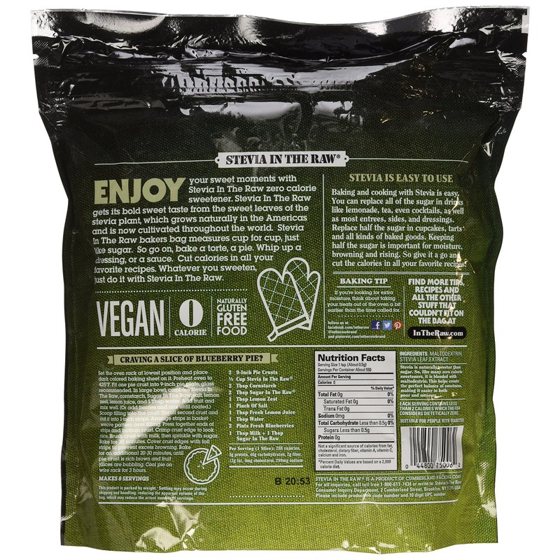 Stevia in the Raw, Sugar Substitute, Zero Calories, 9.7oz Bag,