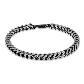 Metro Jewelry Foxtail Chain Bracelet for Men in Stainless Steel with Black Ion Plating - 9 Inches Long with Lobster Claw Clasp