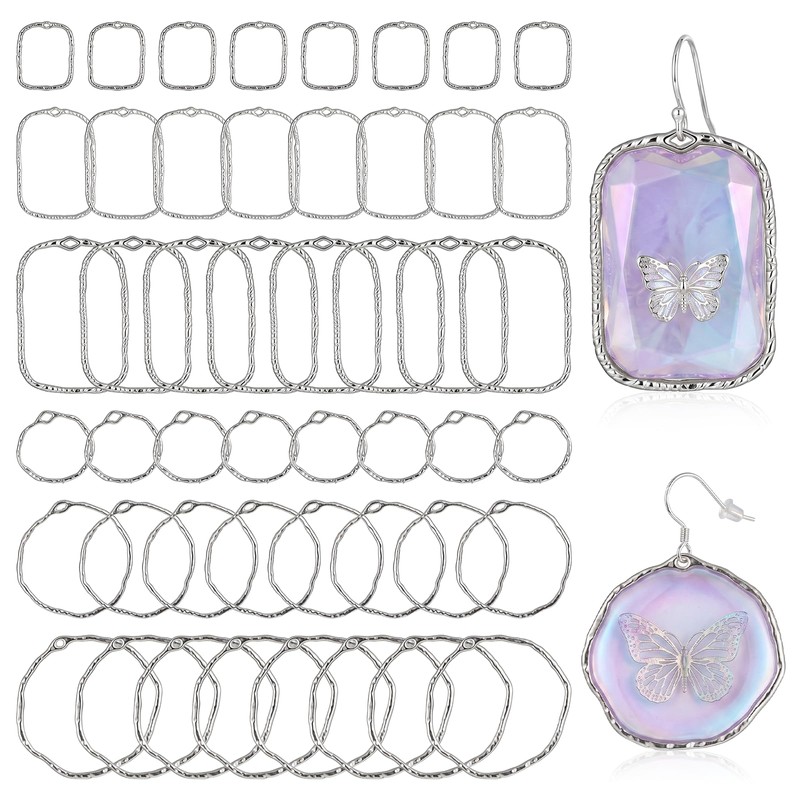 48 Pcs Open Bezels for Resin, Alloy Open Back Bezel