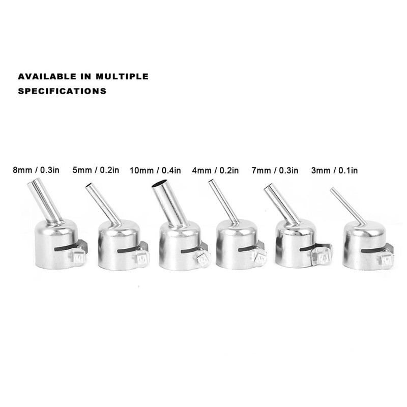 6Pcs Heat Gun Nozzles Kits, 3/4/5/7/8/10mm Tips 45 Degree Curved