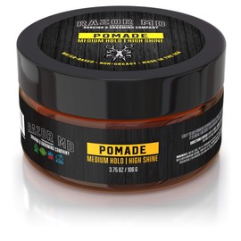 Razor MD Natural Water Based Hair Pomade for Men With High Shine and Slickback Finish, Medium Strong Hold Best Hair Products for Mens with Curly, Long, Wavy and Thin Hair, Made in the USA 3.75 oz