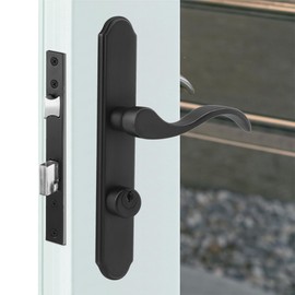ReigaHood US Flat Slot Storm Door Handle Complete Set Fits for Larson and Wright Screen Door Hardware, 2-1/2" Handle PZ, 7/8" Backset, 7-1/4" Trimplate H.C., Non-Handed, Matte Black
