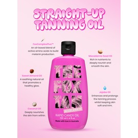 The Fox Tan Rapid Candy Oil, Accelerator Tanning Oil For Deeper & Darker Long-Lasting Tans, Creates Flawless Tan Skin, Vegan & Cruelty Free, 120mL