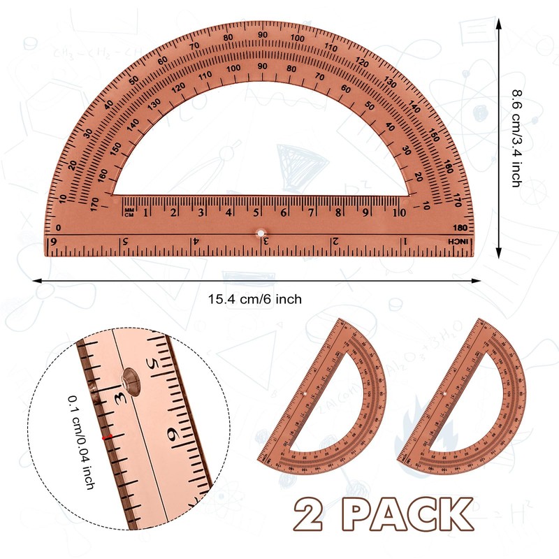 Zonon 2 Pcs 6 Inch Plastic Protractor Math Protractors 180