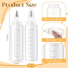 Yiyiring 4 Pcs Plastic Squeeze Bottles for Cookie Icing Bottle Decorating Supplies Squeezing Applicator Writer for Food Coloring Frosting Pancake Arts(8 oz)