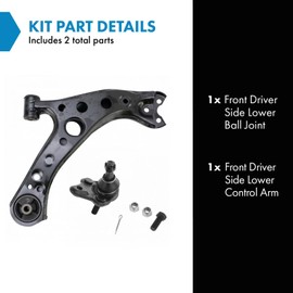 TRQ Front Left Lower Control Arm with Ball Joint Drivers Side Compatible with 2019-2022 Toyota Corolla 2016-2022 Prius Prius AWD-e 2017-2022 Prius Prime