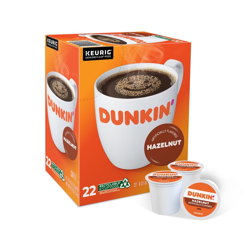 Dunkin' Hazelnut Flavored Coffee, 22 Keurig K-Cup Pods