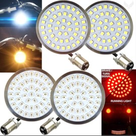 Eagle Lights LED Generation II Turn Signals with White Running Lights Front (1157) and Rear (1157) LED Turn Signal Kit, No Smoked Lenses for Harley Davidson