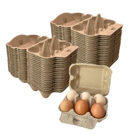 Homvik Half Dozen Farm Fresh Egg Cartons Bulk 6 Count Paper Pulp Reusable Egg Holder Container for Fridge Kitchen Storage Box for Chicken 50 Pack
