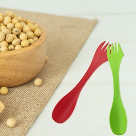 3 Pcs Plastic Spork 3 in 1 Spork Camping Cutlery Plastic Cutlery Set Portable Sporks Camping Cutlery Spoon Fork with Portable Pouch for Outdoors, Camping, Hiking Travel (Multiple Colour)