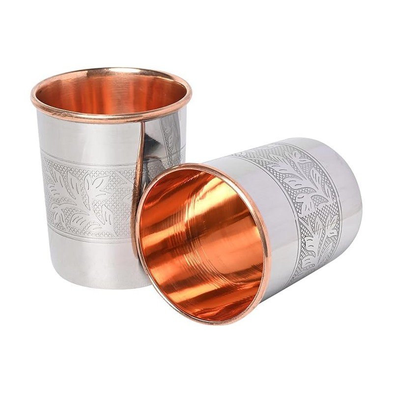 "ANCIENTIMPEX Set of 2 Stainless Steel Pure Copper Outside and