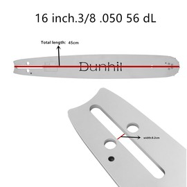 Dunhil 16-Inch Chainsaw Chains 3/8" LP Pitch .050" Gauge 56 Drive Links and Bar for Greenworks 2904302, for Makita E-00103 and more（4 chains+1 bar）