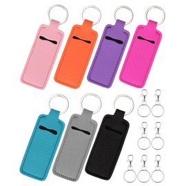 Meiiy Chapstick Holder Lip Balm Sleeve Pouch Chapstick Holder With Clip Lipstick Lip Gloss Holder Stocking Stuffers Gift for Women (7pcs)