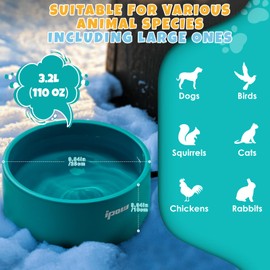 IPOW Pet Heated Bowl - Keep Water Warm for Furry Friends, Safe & Durable Outdoor Dog Bowl, Perfect for Cold Weather, Anti-Slip & Spill-Proof Automatic Warming, Blue