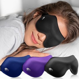Sleep Masks for Side Sleeper Women Men 3 Pack: Patented Light Blocking Design for Sleeping - 3D Zero Eye Pressure Lash Extension Eye Covers - Memory Foam, Airplane Travel Essentials, Blindfold