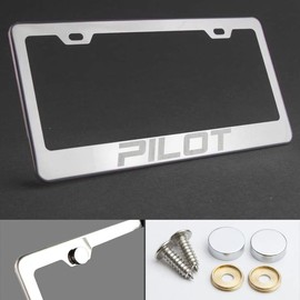 100% Stainless Steel License Plate Frame for Pilot with Real Laser Engraving on Chrome Mirror Finished Surface