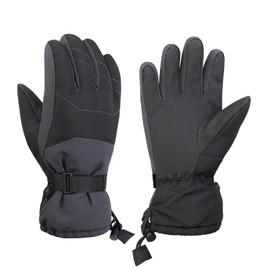 QKURT Ski Mittens, Winter Snowboard Mittens Gloves Waterproof Snow Gloves Leather Mittens for Outdoor Activitives 6~14 Years Old Kids