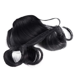 GUEDKIKL Baby Fake Hairpiece, Natural Black Wig Hairband Synthetic Fiber Hair Bun for Children Kids Fashion Curly Hair Accessorie Cute Girl Fluffy Bang