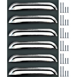 Sets of 6 Cup Handles &/or Knobs for Kitchen cabinets, Shell Handles for Drawers Polished Chrome Fittings by FFF (128mm Between fixings)