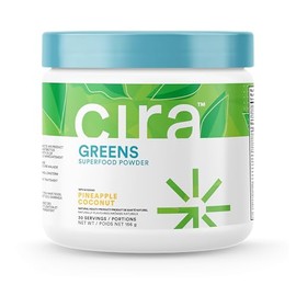 Cira Daily Greens Powder - Naturally Sweetened Organic Spirulina Greens Superfood Powder with Premium, Antioxidant-Rich Ingredients for Debloating, Digestion, & Energy - Pineapple Coconut, 30 Servings