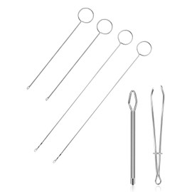 ZAMXHUG 6 Pieces Pull-Through Needles – Sewing Loops Reversible Hooks, Reversible Tool with Latch, Pull Through Needle, Metal Sewing Needle Inserter, Swivel Hook, Loop Reversible Hook for Fabric