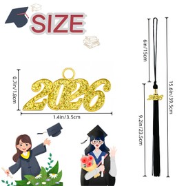 2026 Graduation Tassel,Black Tassel with 2026 Year Gold Charms for Graduate Cap of Congrats Grad Party Favors Supplies Ceremonies Memorial Graduations Decor