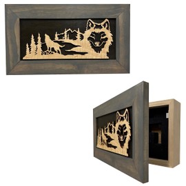 Bellewood Designs Hidden Gun Storage Cabinet Wolf Scenery Decoration - Concealed Secure Gun Safe