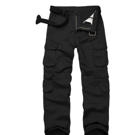 Men's Casual Cargo Tactical Pants, BDU Military Wild Army Combat Ripstop Work Pants with 10 Pockets #3316-Black-30